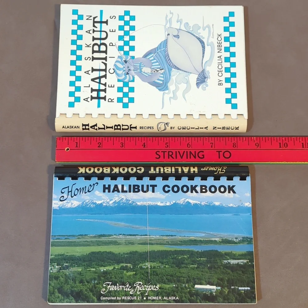 2 Halibut Cookbooks Spiral 1989 Alaskan Recipes 2000 Homer, Alaska Recipes